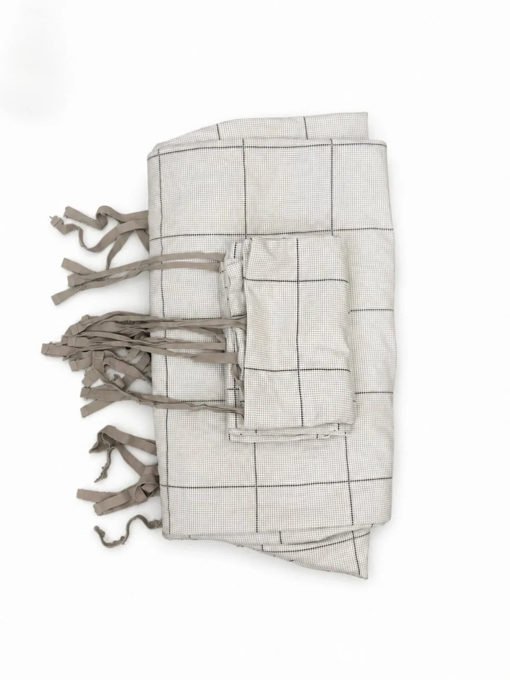 H&M Cream and Light Brown Windowpane Duvet Cover